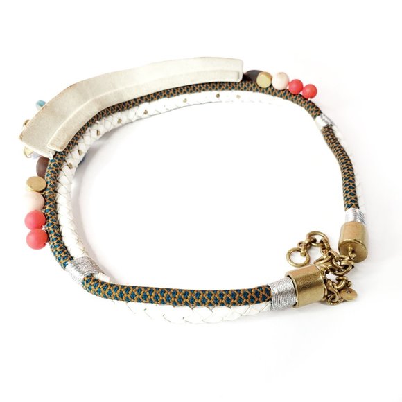 J. Crew Leather, Wood & Crystal Drops Necklace - Picture 9 of 16